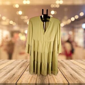 💚 chloe + rene Tiered Babydoll Dress Green‎ Size Medium